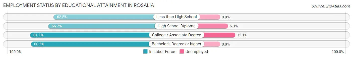 Employment Status by Educational Attainment in Rosalia