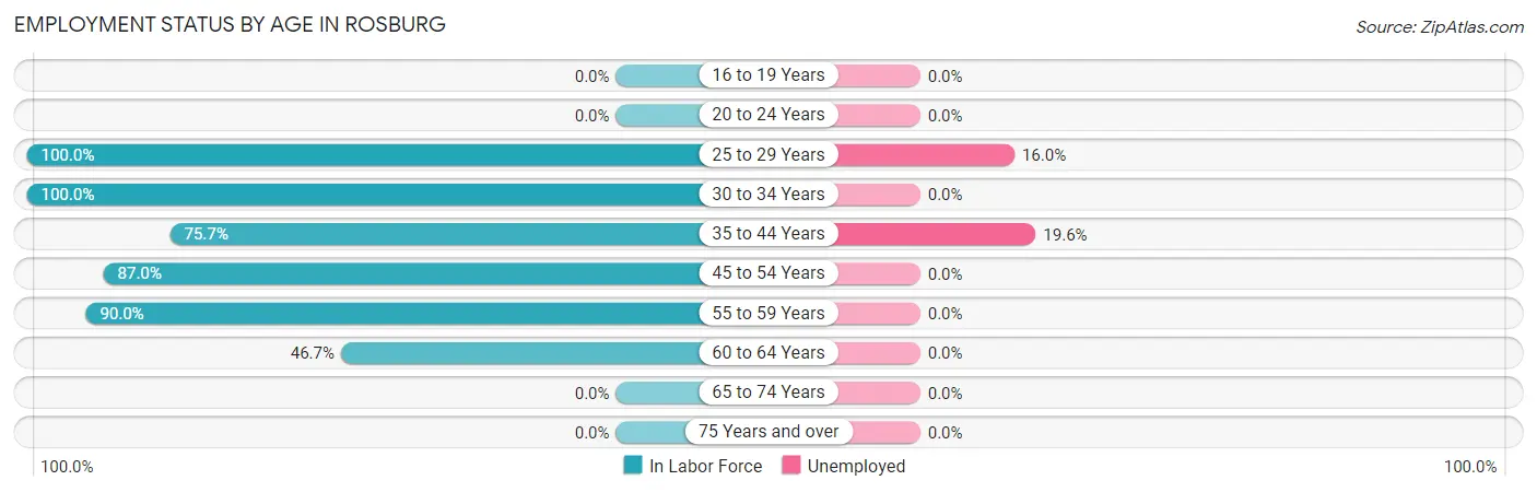 Employment Status by Age in Rosburg