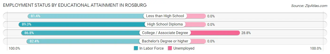 Employment Status by Educational Attainment in Rosburg