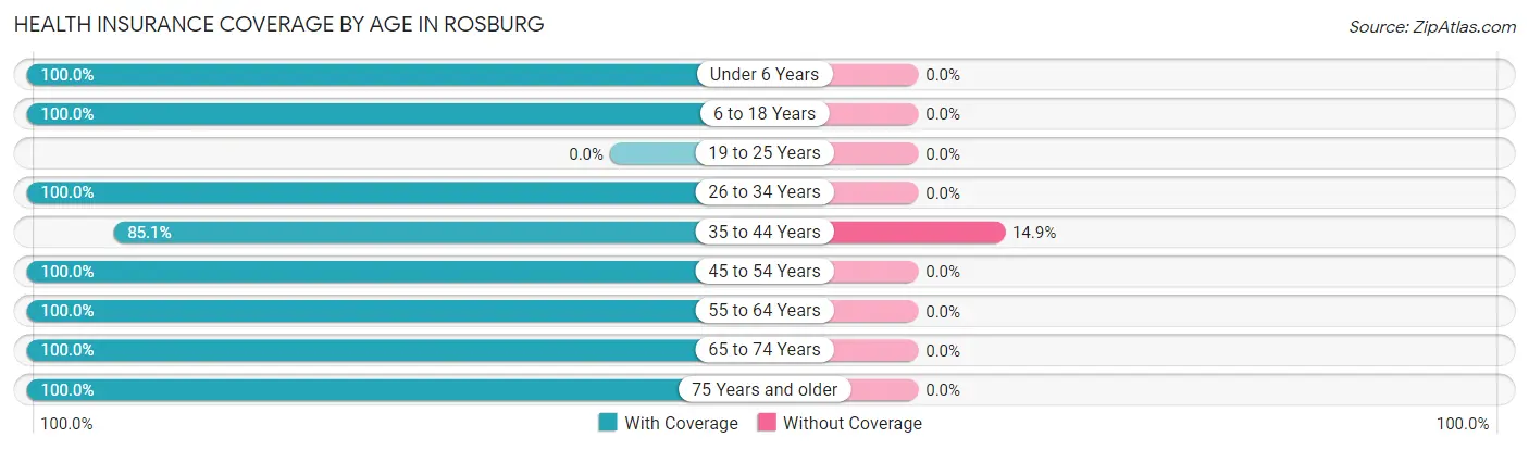 Health Insurance Coverage by Age in Rosburg