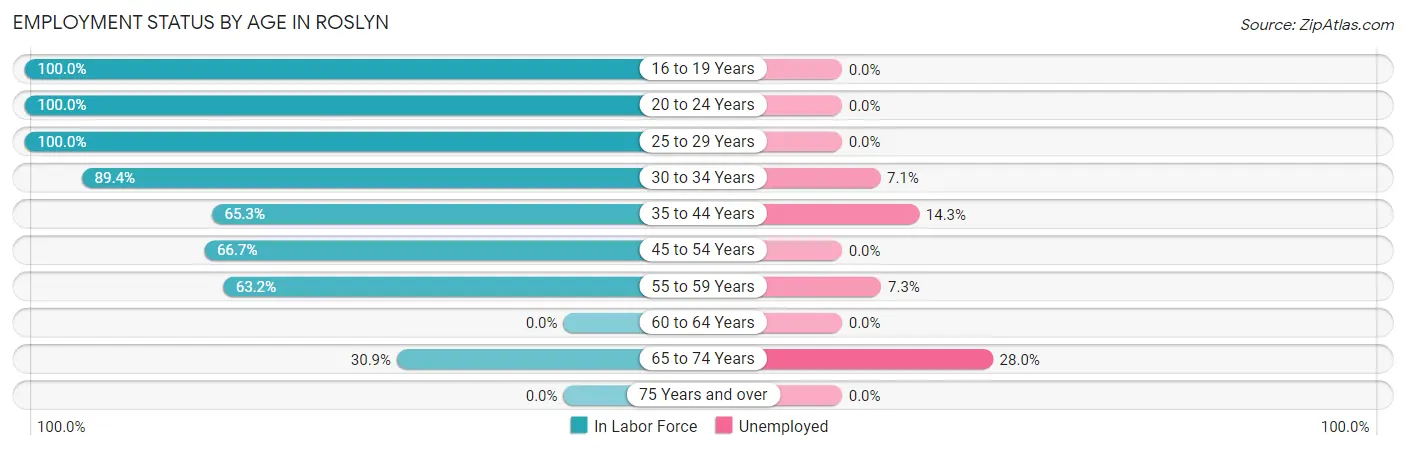 Employment Status by Age in Roslyn