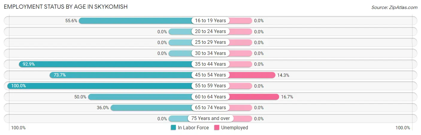 Employment Status by Age in Skykomish