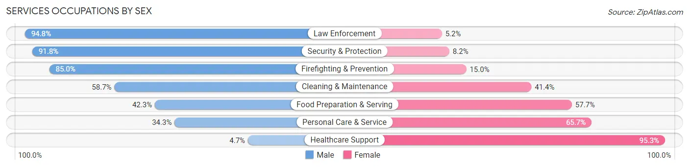 Services Occupations by Sex in South Hill
