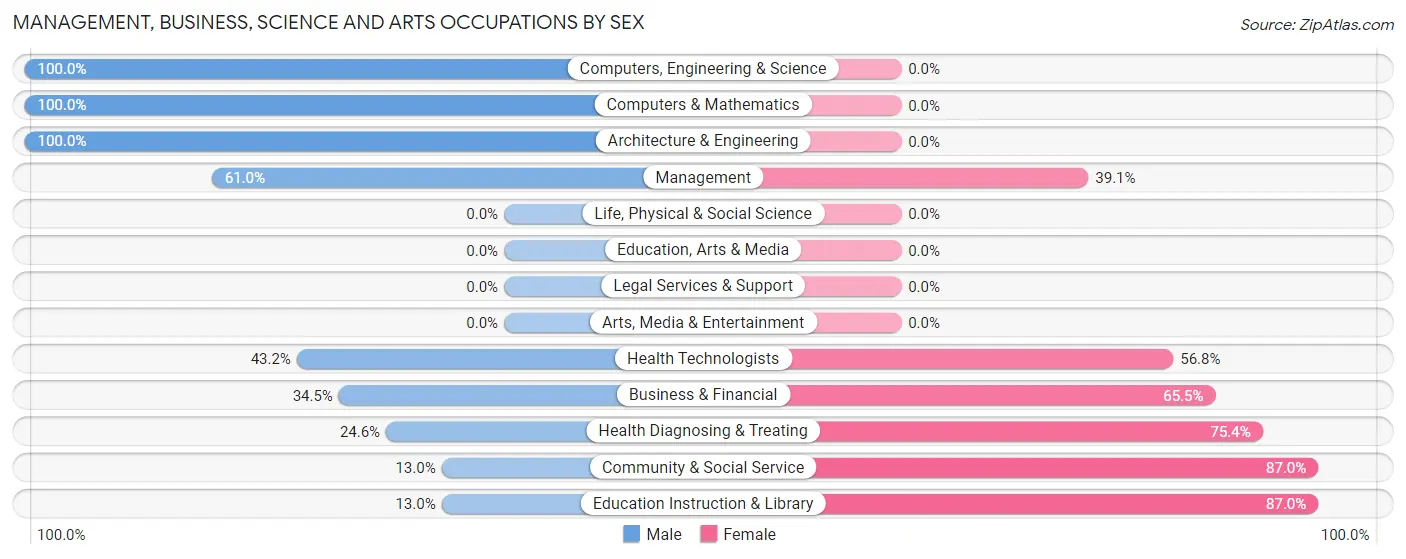 Management, Business, Science and Arts Occupations by Sex in Southworth