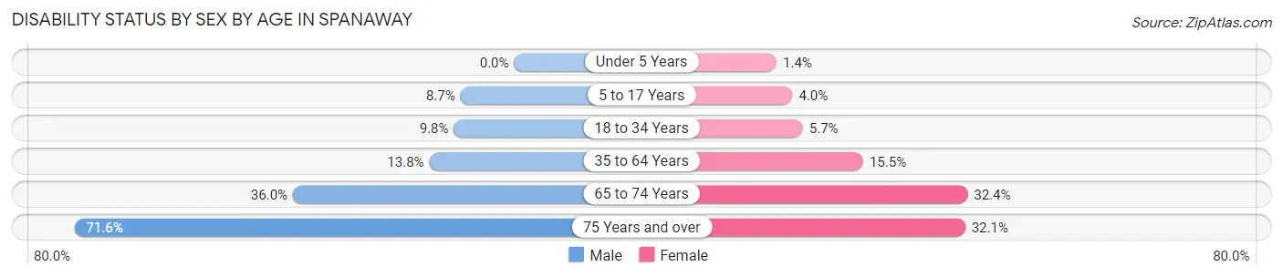 Disability Status by Sex by Age in Spanaway