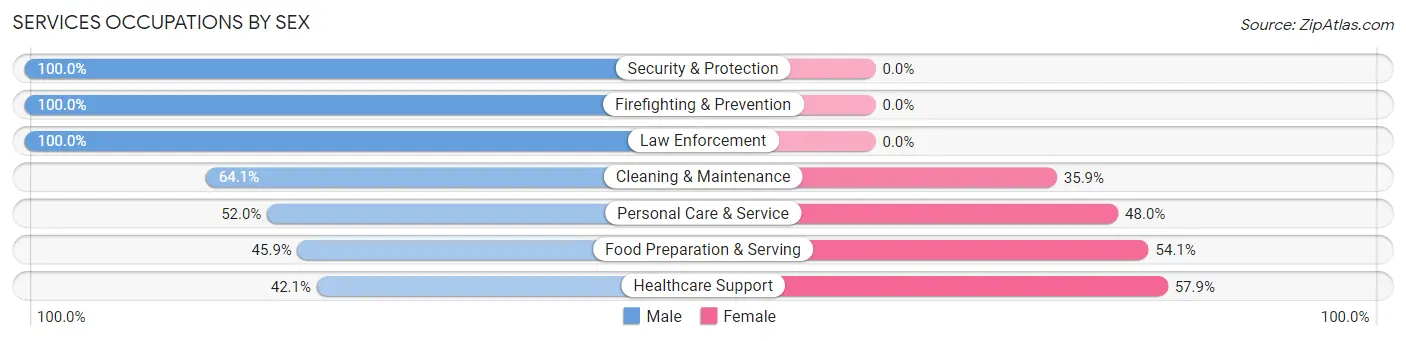 Services Occupations by Sex in Steilacoom