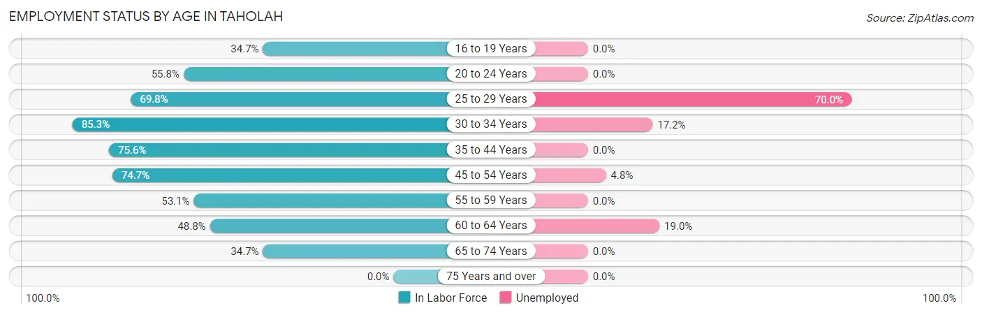 Employment Status by Age in Taholah