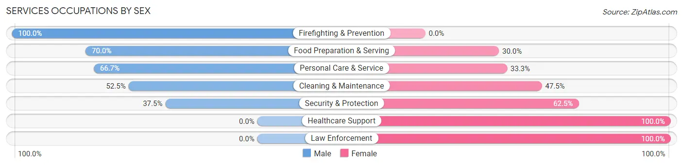 Services Occupations by Sex in Taholah