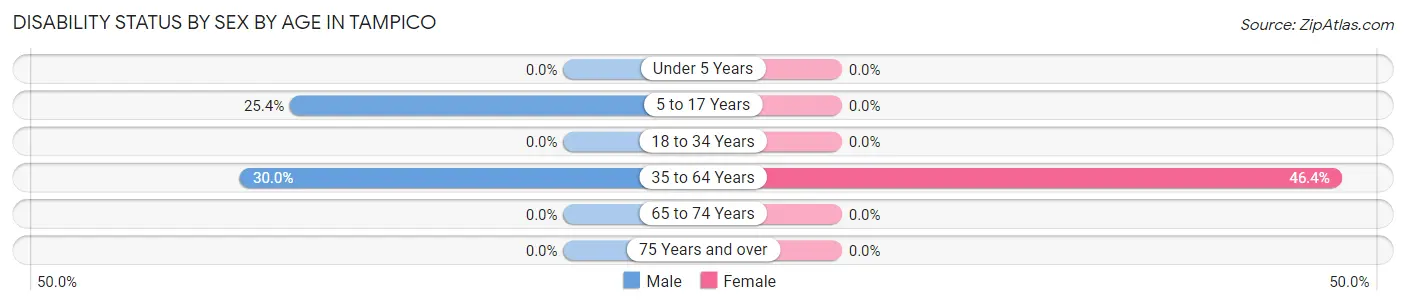 Disability Status by Sex by Age in Tampico