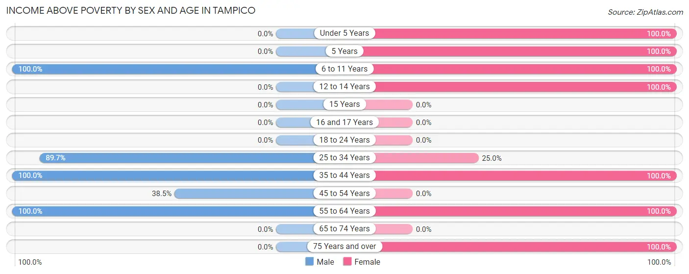 Income Above Poverty by Sex and Age in Tampico