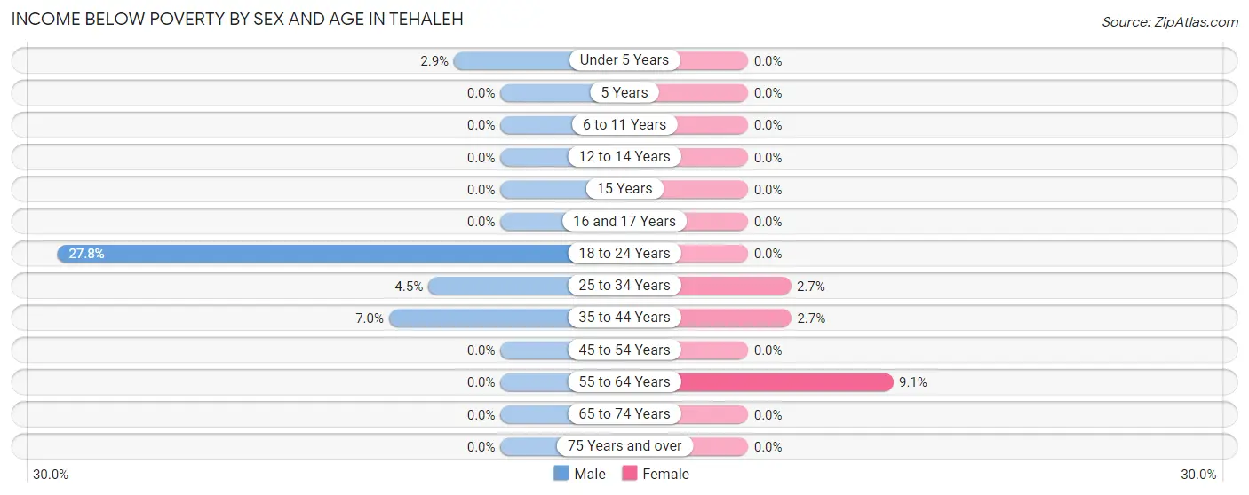 Income Below Poverty by Sex and Age in Tehaleh