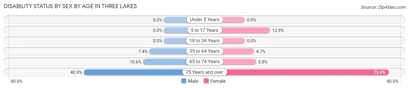 Disability Status by Sex by Age in Three Lakes