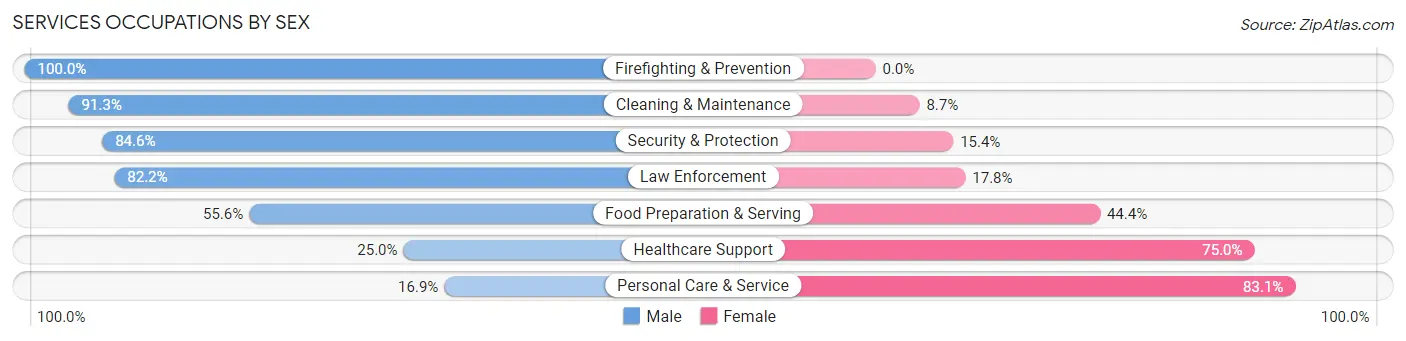 Services Occupations by Sex in Three Lakes