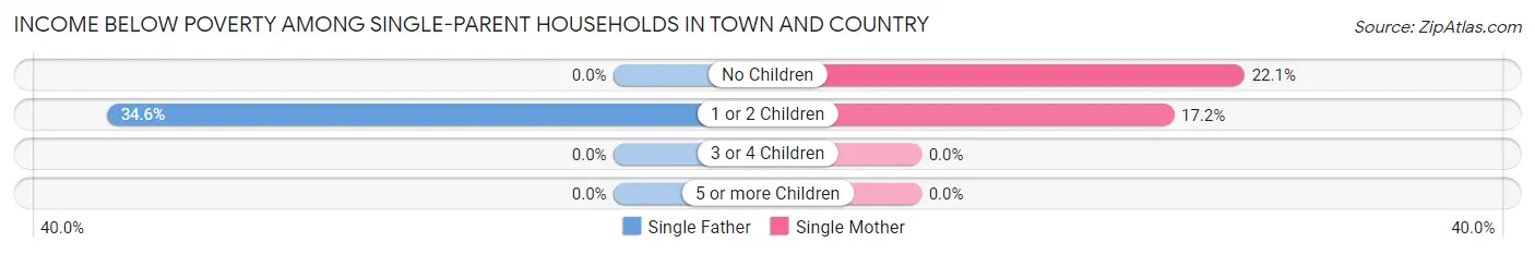 Income Below Poverty Among Single-Parent Households in Town and Country