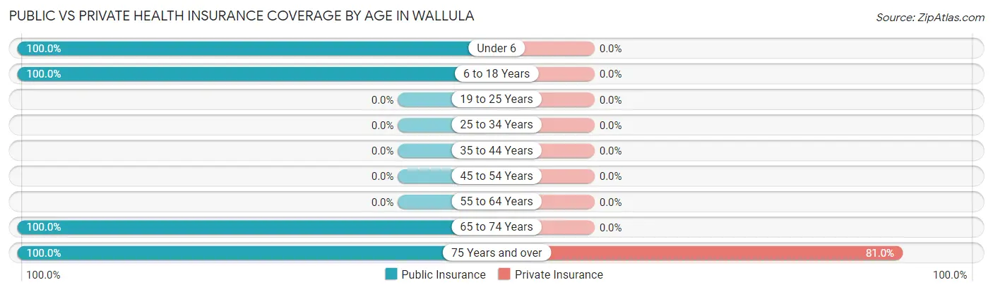 Public vs Private Health Insurance Coverage by Age in Wallula