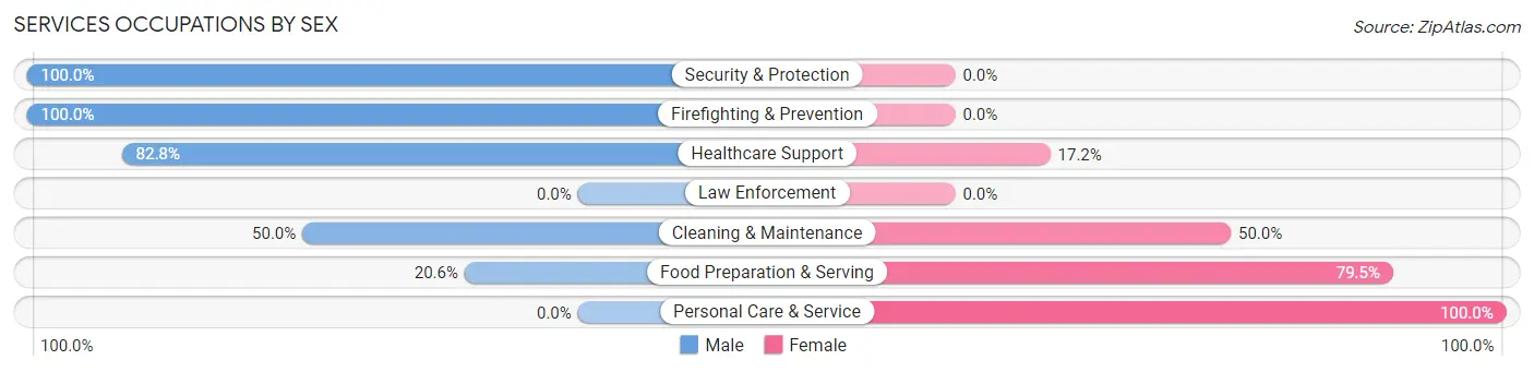 Services Occupations by Sex in Warm Beach