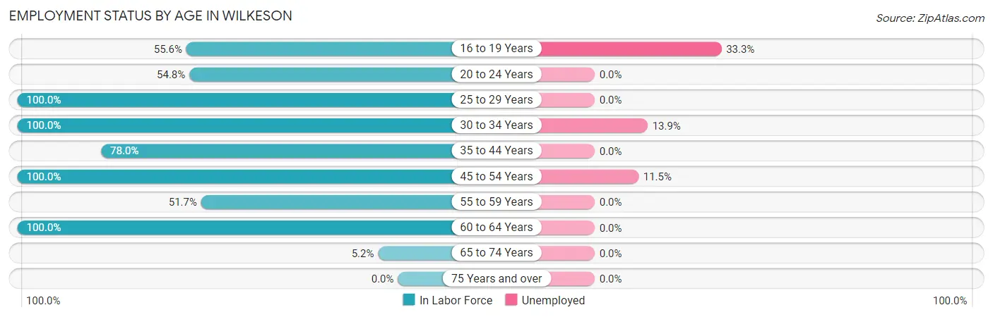 Employment Status by Age in Wilkeson