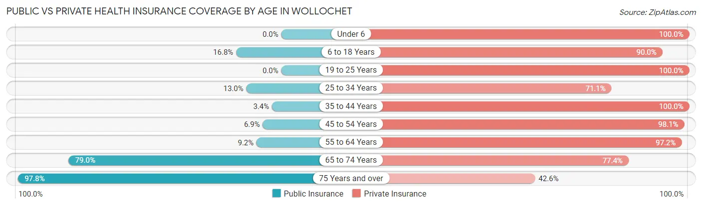 Public vs Private Health Insurance Coverage by Age in Wollochet