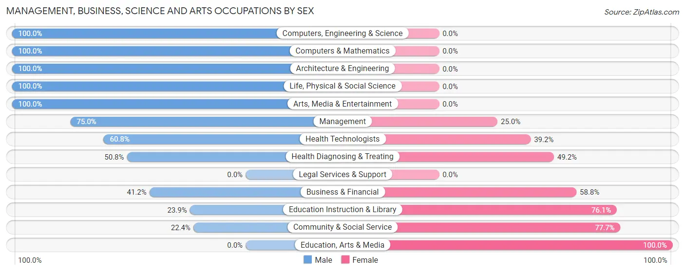 Management, Business, Science and Arts Occupations by Sex in Zillah