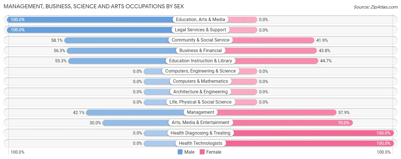 Management, Business, Science and Arts Occupations by Sex in Adams