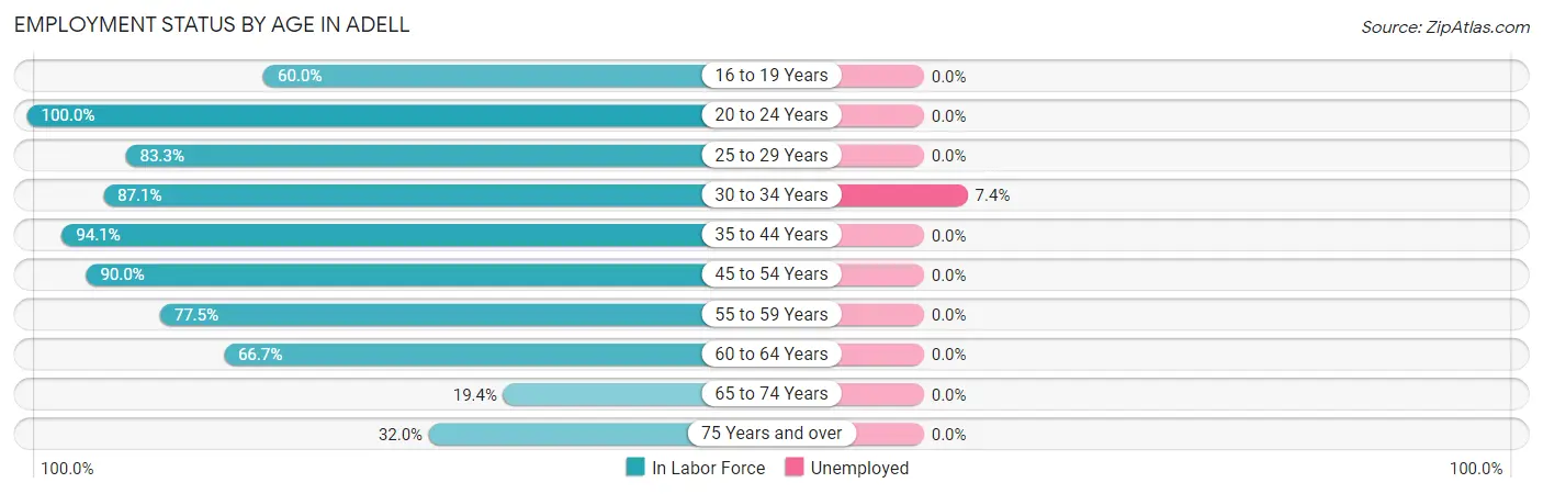 Employment Status by Age in Adell