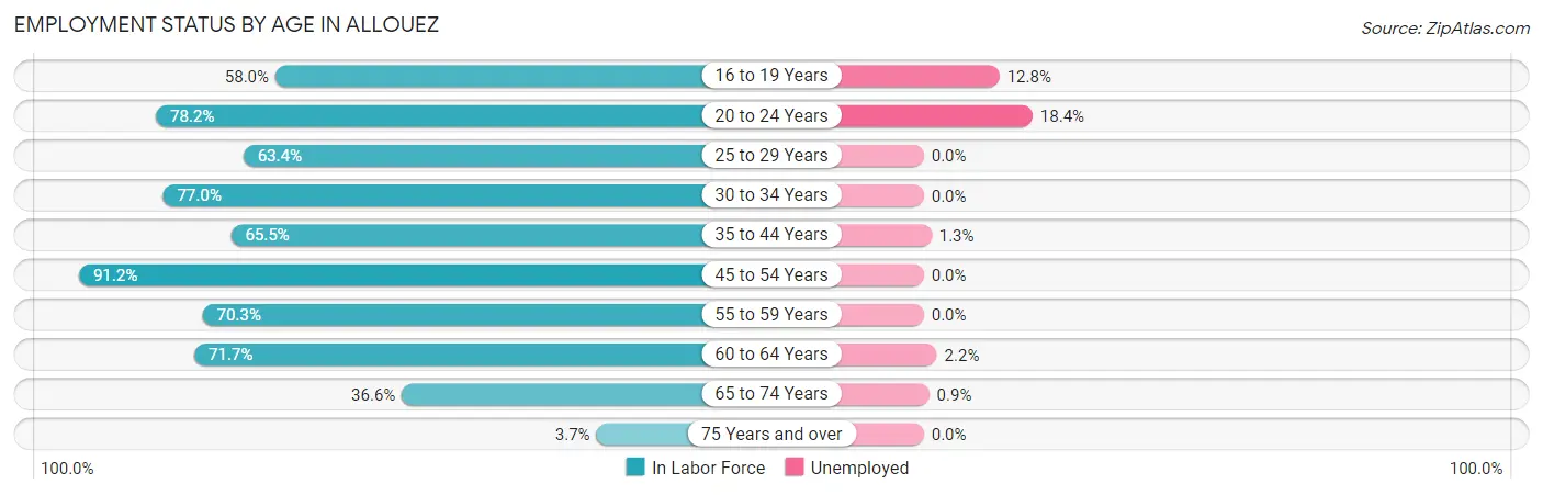 Employment Status by Age in Allouez