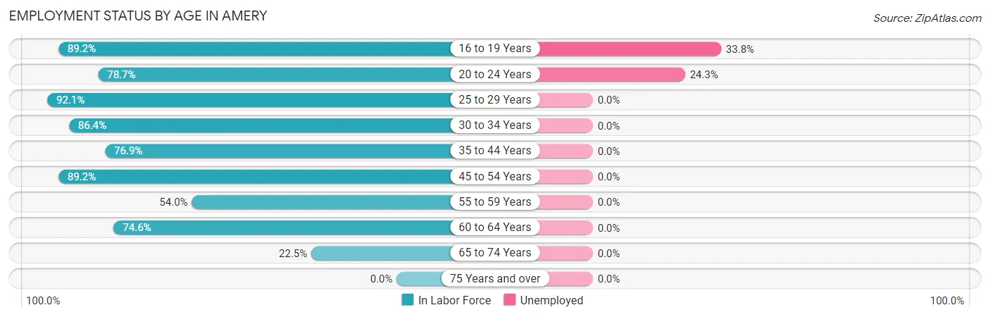 Employment Status by Age in Amery