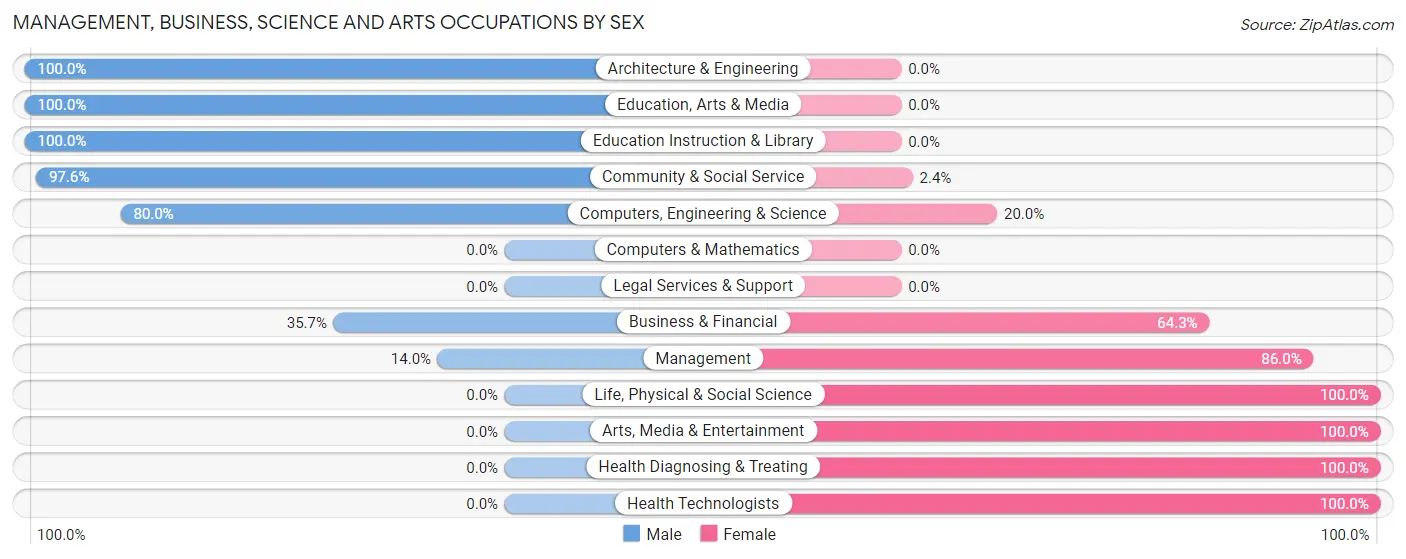 Management, Business, Science and Arts Occupations by Sex in Amery