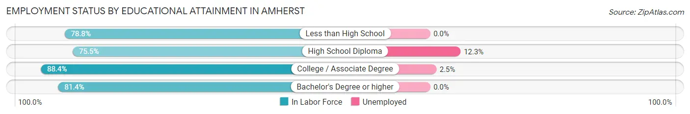 Employment Status by Educational Attainment in Amherst