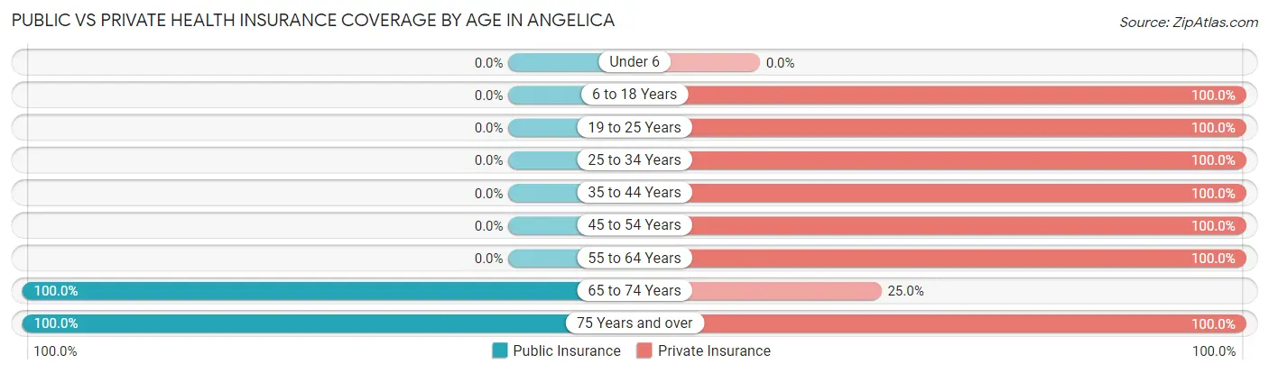 Public vs Private Health Insurance Coverage by Age in Angelica