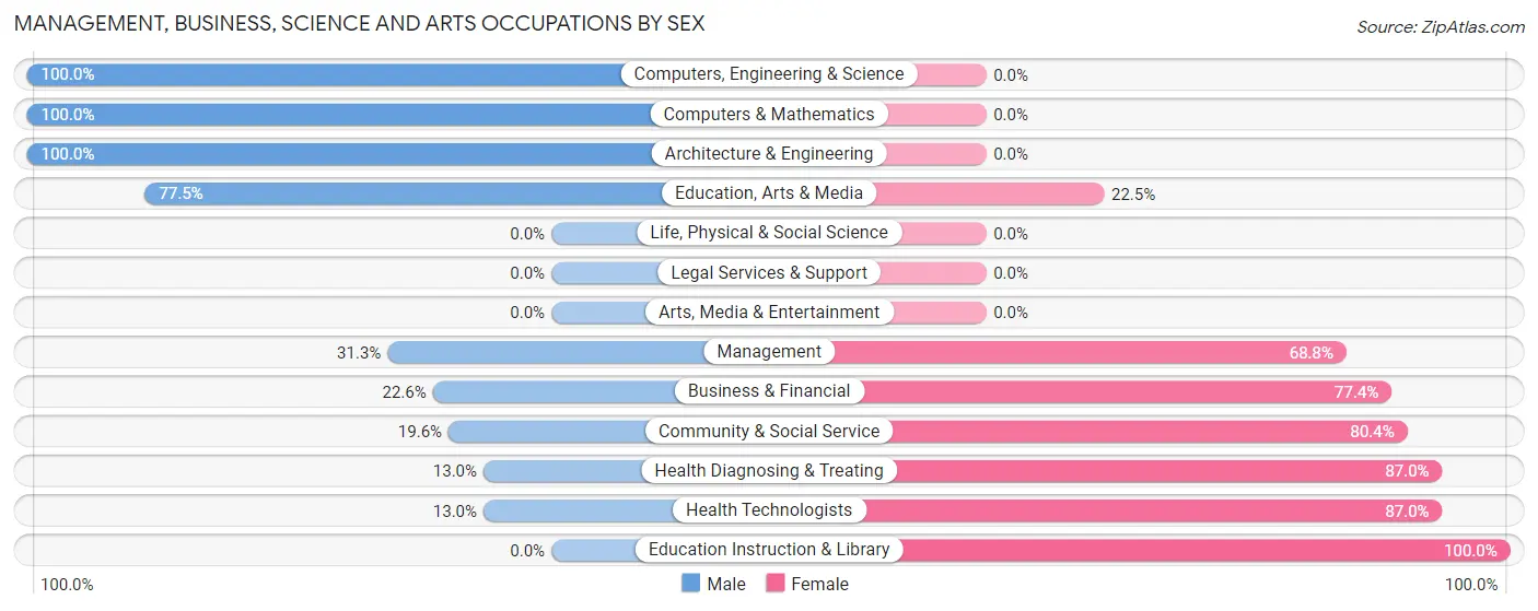 Management, Business, Science and Arts Occupations by Sex in Antigo