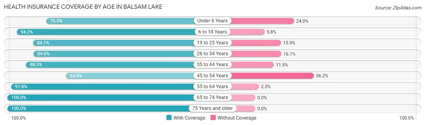 Health Insurance Coverage by Age in Balsam Lake