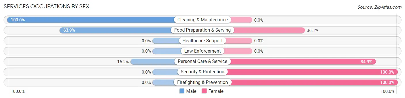 Services Occupations by Sex in Bayfield