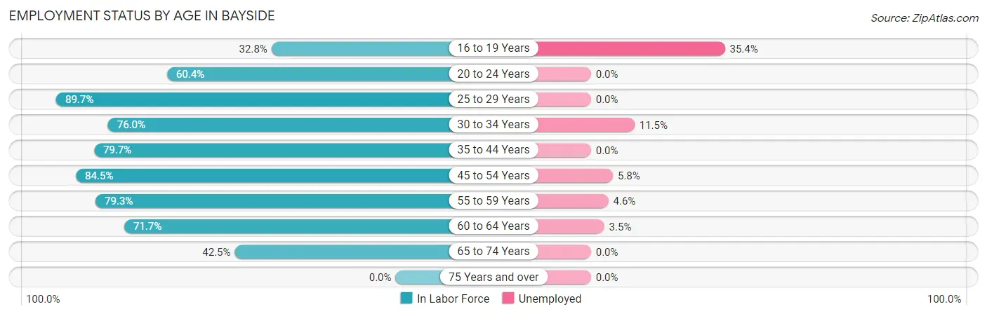 Employment Status by Age in Bayside