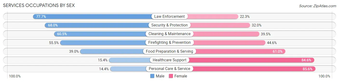 Services Occupations by Sex in Beaver Dam