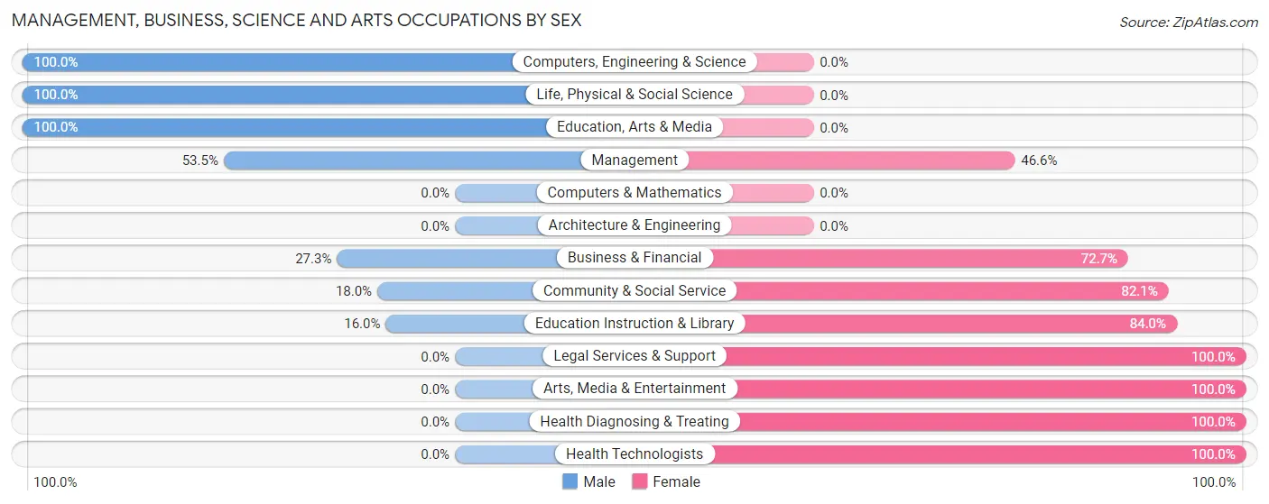 Management, Business, Science and Arts Occupations by Sex in Blair