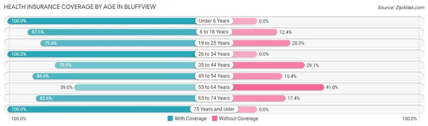 Health Insurance Coverage by Age in Bluffview