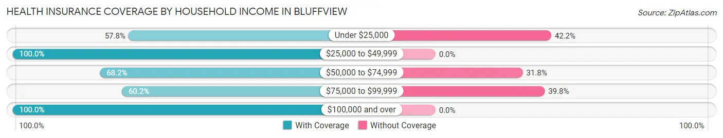 Health Insurance Coverage by Household Income in Bluffview