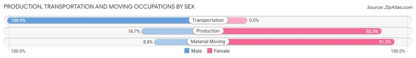 Production, Transportation and Moving Occupations by Sex in Bluffview