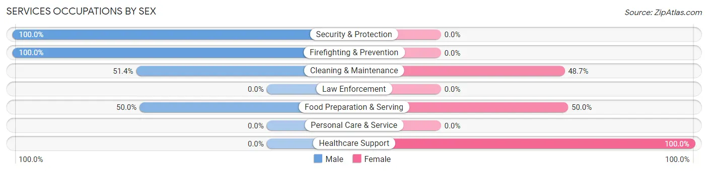 Services Occupations by Sex in Bluffview