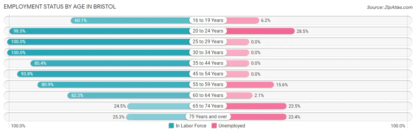 Employment Status by Age in Bristol