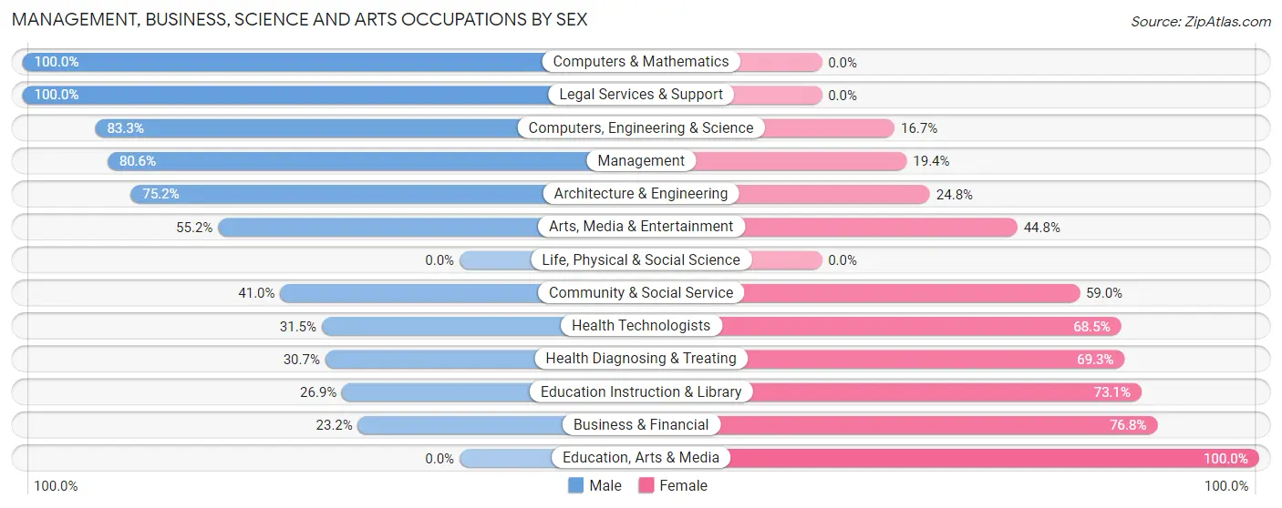 Management, Business, Science and Arts Occupations by Sex in Bristol