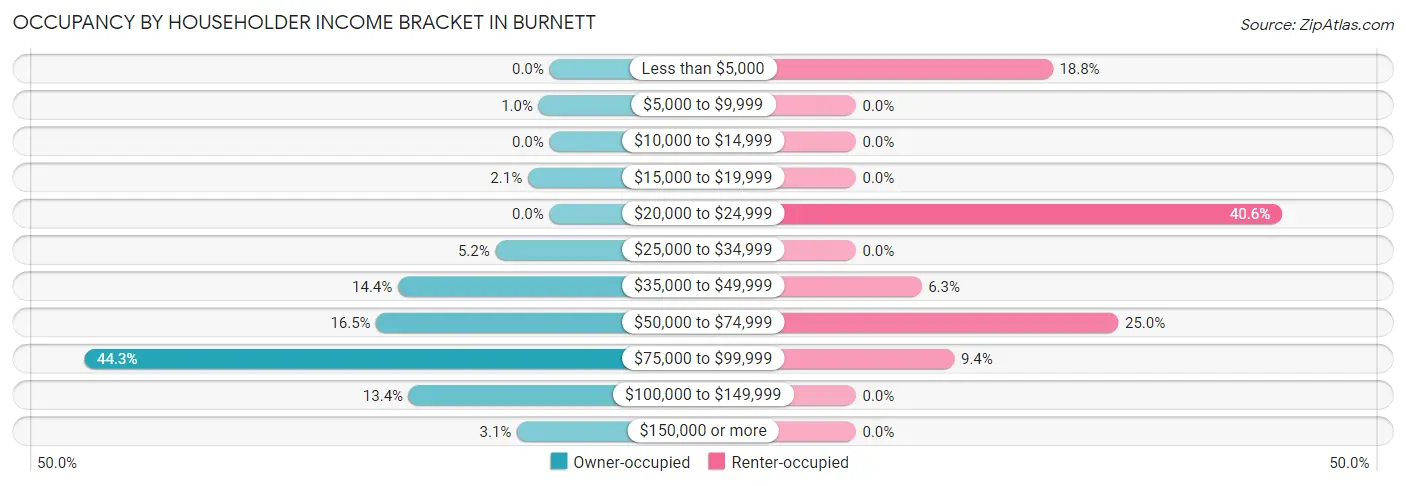 Occupancy by Householder Income Bracket in Burnett