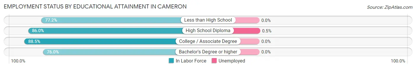 Employment Status by Educational Attainment in Cameron