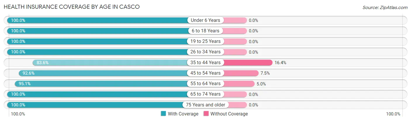 Health Insurance Coverage by Age in Casco