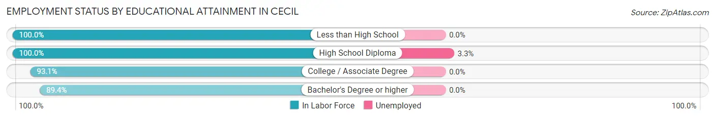Employment Status by Educational Attainment in Cecil