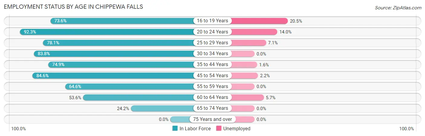Employment Status by Age in Chippewa Falls