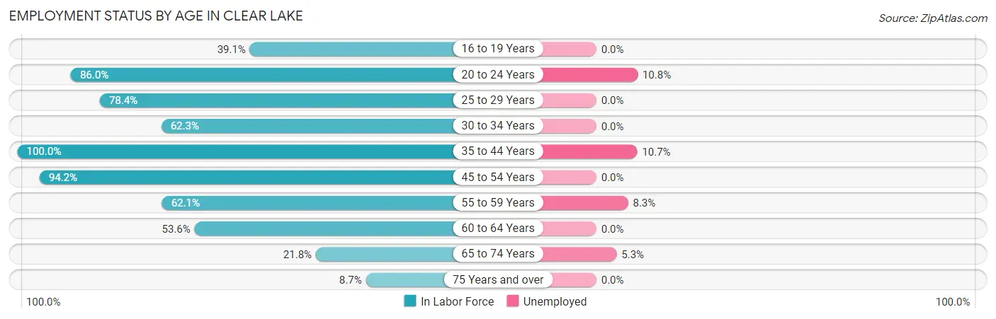 Employment Status by Age in Clear Lake