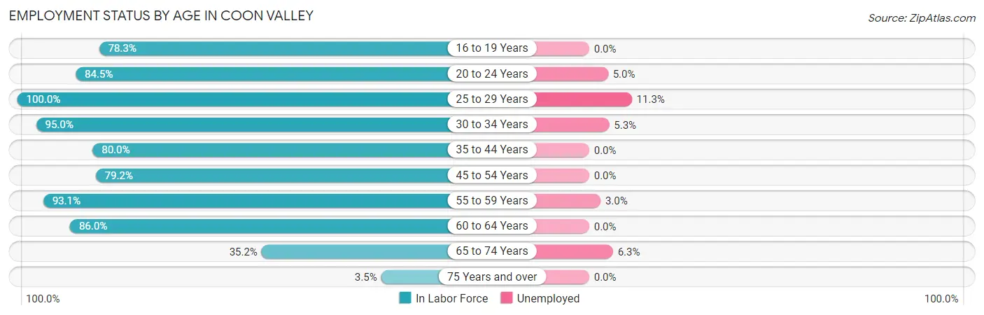 Employment Status by Age in Coon Valley