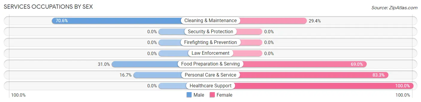 Services Occupations by Sex in Cuba City